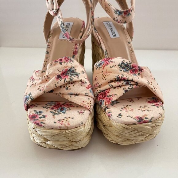Steve Madden Women's Pink Floral Poloma Espadrille Platform Wedge Sandals Sz 8.5 - Picture 6 of 9